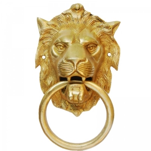 Vintage Brass Lion Door Knocker | Elegant Entrance Decor for Your Home | Luxury Brass Knocker ( Yellow, 7.5 inch)