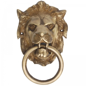 Elegant Brass Door Knocker | Antique Home Decor Accent | Premium Brass Lion Head Door Knocker ( Brown, 7 inch)