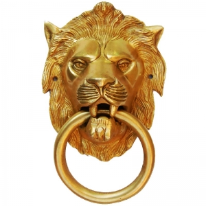 Handcrafted Brass Lion Door Knocker | Ideal for Classic and Vintage Door Styles | Traditional Brass Knocker ( Yellow, 7 inch)