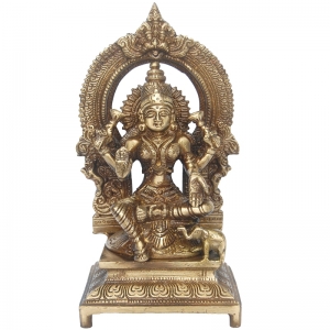 Handmade Brass Lakshmi Murti | Divine Antique Finish Idol for Home Blessings | Antique Finish Brass Lakshmi Murti ( Brown, 7 inch)