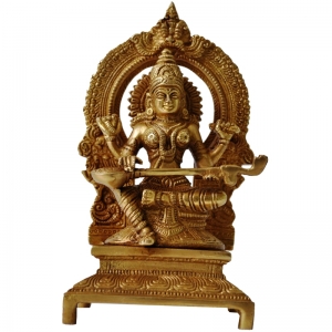 Aakrati Goddess Saraswati Temple Statue Made in Brass Yellow