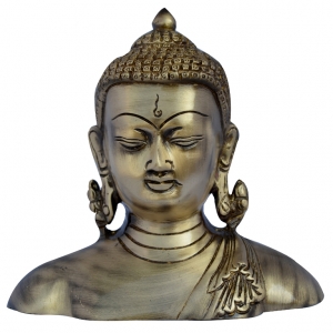 Brass Buddha Bust Statue | Sacred Home Decor for Enlightenment and Peace | Antique Brass Buddha Decorative Sculpture ( Brown, 6.5 inch)