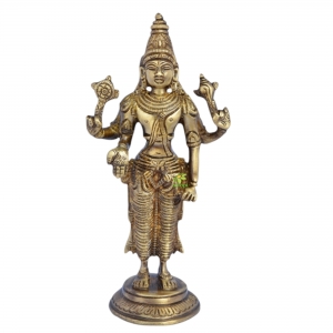 Mini Brass Vishnu Murti | Perfect Divine Decor for Home and Temple | Handmade Small Brass Vishnu Murti ( Brown, 7 inch)