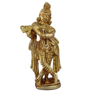 Trendy Brass Krishna Showpiece |  Perfect for Home, Pooja, and Gifting | Elegant Brass Krishna Sculpture ( Yellow, 2.8 inch)