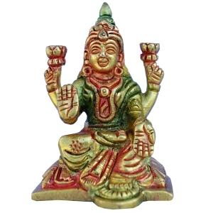 Mini Brass Lakshmi Statue | Miniature Divine Beauty for Your Home | Handcrafted Brass Lakshmi Showpiece ( Multi Colour, 3.1 inch)