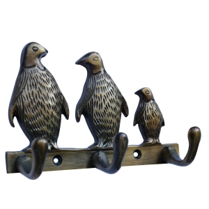 Key holder- 3 Penguin statue metal Key Hooks for wall decoration