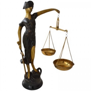 Handmade Brass Justice Lady Statue |  A Unique Accent of Justice and Grace for Your Home | Brass Justice Lady Figurine ( Brown, 13 inch)