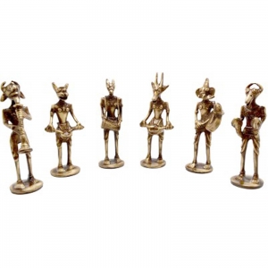 Brass Sculptures of Musicians |  Elegant Home Décor Piece | Brass Musician Figurines Set for Home Décor ( Brown, 5.5 inch)