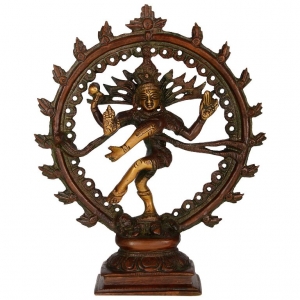 Divine Nataraj Brass Sculpture | Elegant Lord Shiva Dance for Home Decoration | Sacred Nataraj Showpiece ( Multi Color, 6 inch)