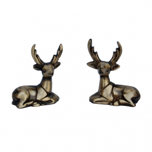 Antique Style Brass Deer Pair Set | Elegant Addition to Home Decor for a Luxurious Feel | Handcrafted Brass Deer Figurine Showpiece ( Brown, 2.4 inch)