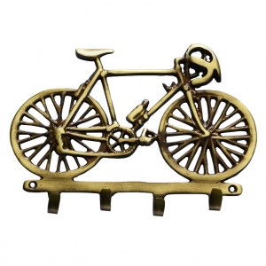 Cycle Shaped Brass Wall Hooks | Functional Art for Your Walls | Decorative Handmade Brass Wall Hangers ( Yellow, 7 inch)