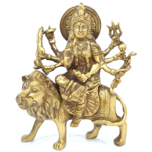 Durga Mata Idol | For Protection, Peace, and Prosperity | Durga Devi Brass Murti ( Brown, 8 inch)