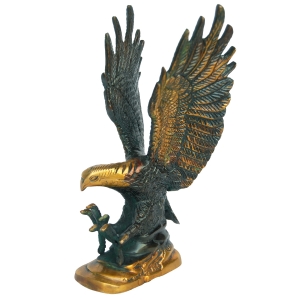 Handcrafted Brass Eagle Figurine | Perfect for Modern and Traditional Home Decor | Brass Eagle Showpiece ( Multi Color, 8 inch)