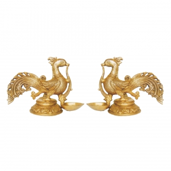 Pair of Brass Bird Oil Lamp 