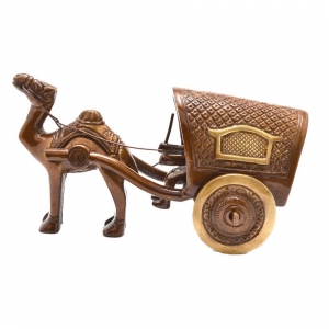 Handmade Brass Camel Cart Showpiece | Beautiful Vintage Decor for Sacred Spaces | Brass Camel Cart Sculpture ( Brown, 5.9 inch)