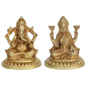 Laxmi Gnesha Brass Statue