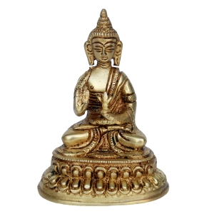 Brass Buddha Murti | Spiritual Decor for Inner Peace and Balance | Handcrafted Brass Buddha Idol ( Yellow, 3.9 inch)