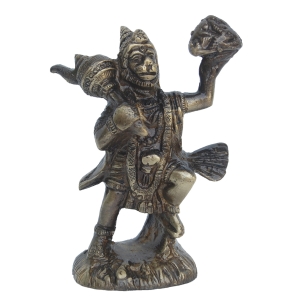 Handmade Brass Hanuman Idol | Perfect for Puja Room and Home Blessings | Premium Brass Hanuman Murti ( Brown, 3.5 inch)