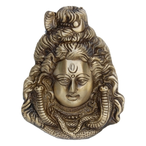 Brass Mahadev Bust Statue | Elegant Religious Idol for Home, Office, and Temple | Handcrafted Brass Shiv Ji Idol ( Yellow, 6.3 inch) 