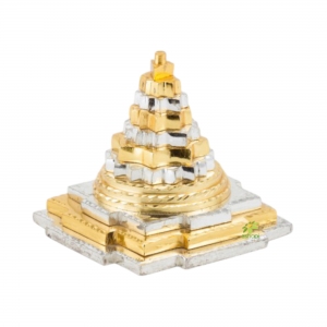 Aakrati - Brass Silver and Golden Finish Pyramid Feng Shui | Good Luck | Prosperity Symbol | Wealth Symbol | Dark Energy | Paper Weight