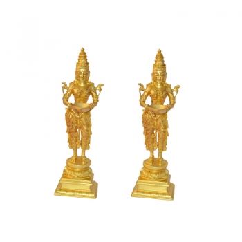 Decorative Pair Statue of Welcome Lady/ DeepLaxmi in Brass