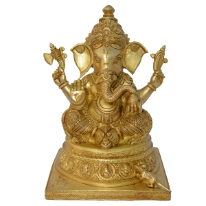 Ganpati Religious hand carved Brass Statue 