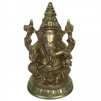 Brass Ganpati Figure Yellow Finish Brass Statue 