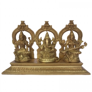 Laxmi Ganesha Saraswati Religious Brass Statue