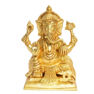 Ganpati Temple Statue Brass Metal Showpiece