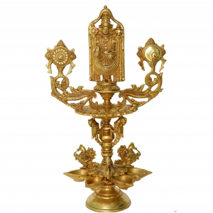 Tiruipati Balaji Decorative Bird Figure Pooja Ghar Oil Lamp/Diya