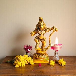 Krishna Dancing on Snake Brass Statue