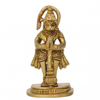 Small Statue of Lord Hanuman in Barss Metal