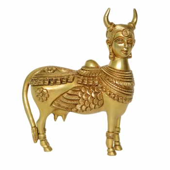 Kamdhenu Cow Religious Sculpture Brass 