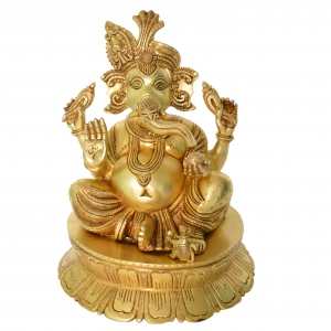 Unique Design Brass Statue of Lord Ganesha Decorative Showpiece