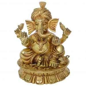 Pagdi Ganesha Decorative Brass Statue Home Decor/Table Decor