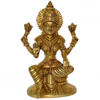 Brass Beautiful Statue of Goddess Laxmi in Antique Finish