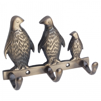 Key Holder- 3 Penguin Statue Metal Key Hooks for Wall Decoration - Coat Hat Bag Rack, Leash Key Holder to Organize, Storage, Hang, Decorative for Entryway, Hall