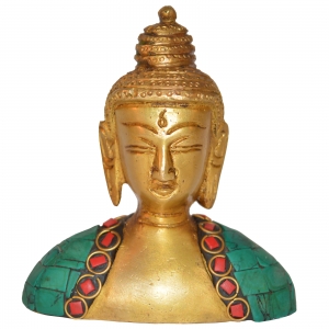 Brass Made Lord Buddha Bust stone work