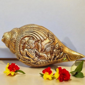 Lord Vishnu Brass Metal Religious Conch by Aakrati