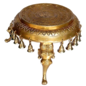 Temple Chowki Hand Carved Brass Metal 