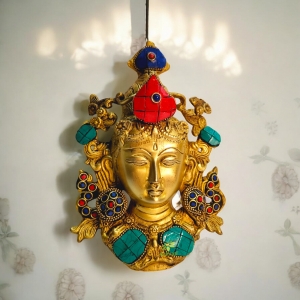 Tara Face with stone decoration - metal handmade wall decoration