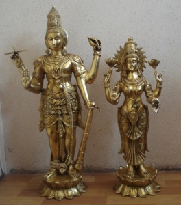 Lord Vishnu Laxmi Brass Statue