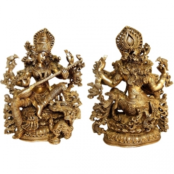 Goddess Saraswati Glorious Statue of Brass by Aakrati