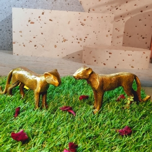 Elegant Brass Leopard Figurine | Premium Wild Animal Art Statue for Living Room & Office Décor | Handcrafted Brass Leopard Statue ( Brown, 4.8 inch)
