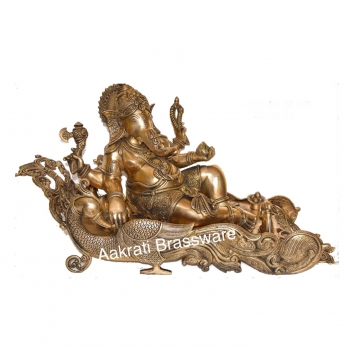 Lord Ganesha Reclining decorative brass made statue