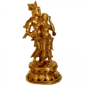 Radha krishna brass made decorated hand carved statue