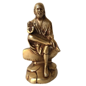 Brass made Sai Baba of Shirdi sitting statue