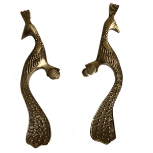 Aakrati Peacock Dor Handle - Cabinet Handles Brass Made in Royal Leaf Design - Antique Brass Drawer Pulls, Modern Cabinet Hardware - Length - 13 inch - 2 pcs in