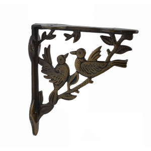 Aakrati Brown Finished Side Wall Glass Shelf Holder With Birds For Home or Office Use