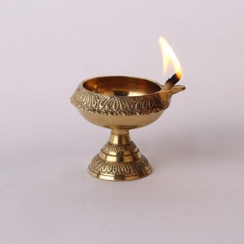 Brass Diwali Gift Kuber Deepak On Stand Diya Oil Lamp for Puja Home Decor 100% Pure Brass 